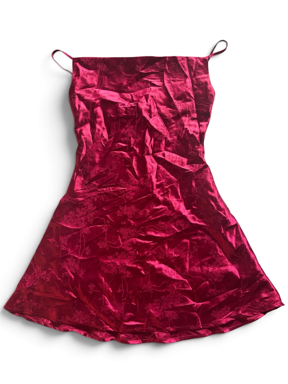 Lulu's Floral Jacquard Satin Mini Dress in Fuchsia